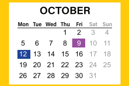 District School Academic Calendar for Grimes Education Center for October 2020