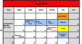 District School Academic Calendar for Carthage High School for April 2021