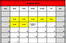 District School Academic Calendar for Carthage Pri for August 2020