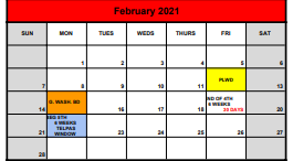 District School Academic Calendar for Baker-koonce Int for February 2021