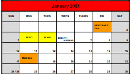 District School Academic Calendar for Baker-koonce Int for January 2021
