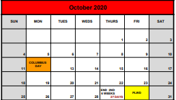 District School Academic Calendar for Carthage High School for October 2020