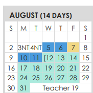 District School Academic Calendar for Tarrant Co J J A E P for August 2020