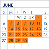 District School Academic Calendar for Tarrant Co J J A E P for June 2021