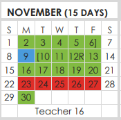 District School Academic Calendar for Joy James El for November 2020