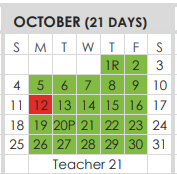 District School Academic Calendar for T R U C E Learning Ctr for October 2020