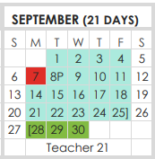 District School Academic Calendar for Tarrant Co J J A E P for September 2020
