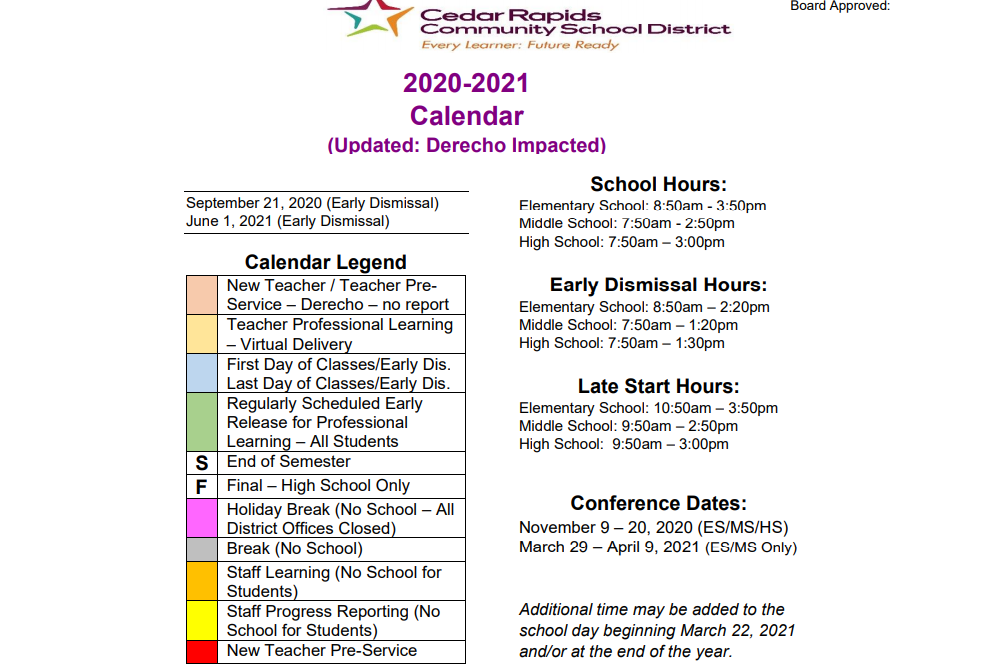 District School Academic Calendar Key for Grant Elementary School