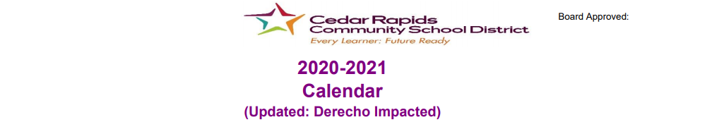 District School Academic Calendar for Hiawatha Elementary School