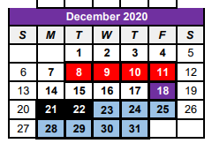 District School Academic Calendar for Center Middle School for December 2020