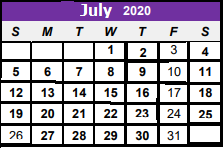 District School Academic Calendar for Center H S for July 2020