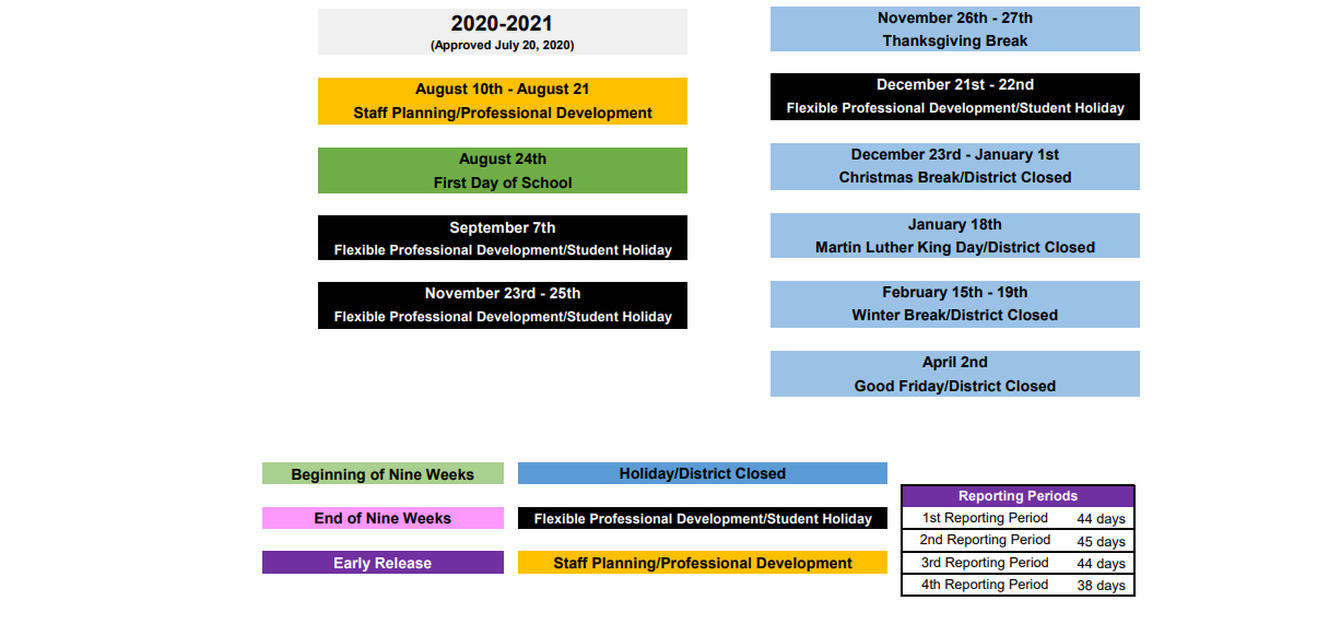 District School Academic Calendar Key for Center H S