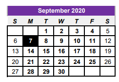 District School Academic Calendar for F L Moffett Pri for September 2020