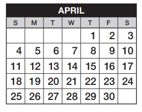 District School Academic Calendar for Canyon Creek Elementary School for April 2021