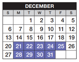 District School Academic Calendar for Heritage Elementary School for December 2020