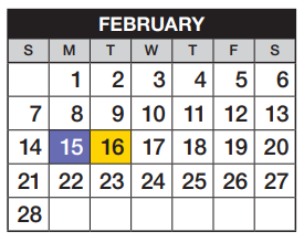 District School Academic Calendar for Heritage Elementary School for February 2021