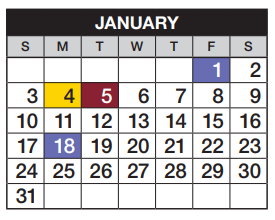 District School Academic Calendar for Sunrise Elementary School for January 2021
