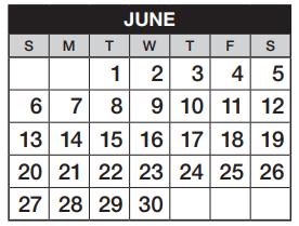 District School Academic Calendar for Dakota Valley Elementary School for June 2021