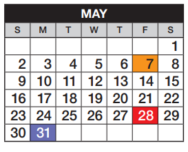 District School Academic Calendar for Campus Middle School for May 2021