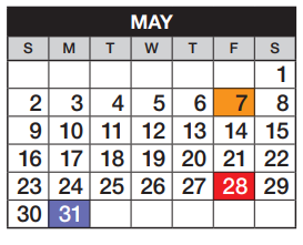 District School Academic Calendar for Rolling Hills Elementary School for May 2021