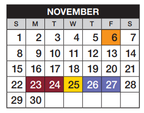 District School Academic Calendar for Sunrise Elementary School for November 2020
