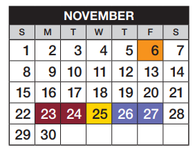 District School Academic Calendar for Heritage Elementary School for November 2020