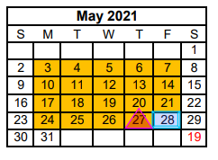 District School Academic Calendar for Challenge Academy for May 2021