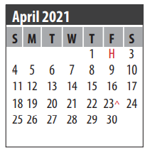 District School Academic Calendar for Lloyd R Ferguson Elementary for April 2021