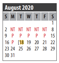 District School Academic Calendar for North Pointe Elementary for August 2020