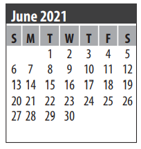 District School Academic Calendar for Galveston Co Jjaep for June 2021