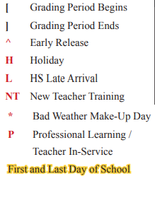 District School Academic Calendar Legend for Space Center Intermediate