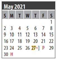 District School Academic Calendar for North Pointe Elementary for May 2021