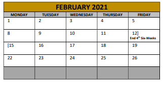 District School Academic Calendar for Irving Elementary for February 2021