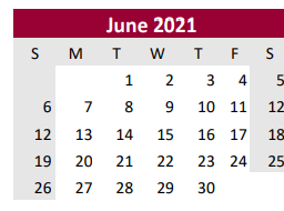 District School Academic Calendar for West Columbia El for June 2021