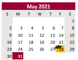 District School Academic Calendar for West Columbia El for May 2021