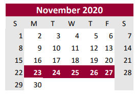 District School Academic Calendar for Columbia H S for November 2020