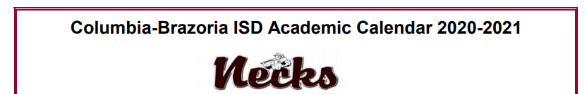 District School Academic Calendar for West Brazos Junior High