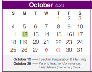 District School Academic Calendar for Canyon Lake High School for October 2020