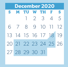 District School Academic Calendar for Giesinger Elementary for December 2020