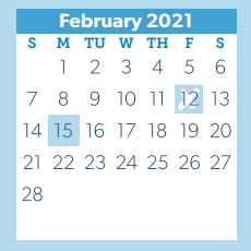 District School Academic Calendar for The Woodlands College Park High School for February 2021