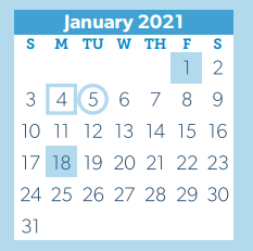 District School Academic Calendar for The Woodlands College Park High School for January 2021