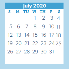 District School Academic Calendar for Washington Junior High for July 2020