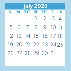 District School Academic Calendar for D A E P for July 2020