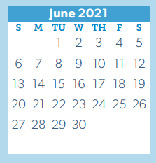 District School Academic Calendar for Giesinger Elementary for June 2021