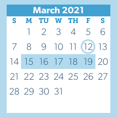 District School Academic Calendar for Travis Intermediate for March 2021
