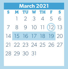 District School Academic Calendar for D A E P for March 2021