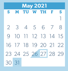 District School Academic Calendar for New Oak Ridge Intermediate for May 2021