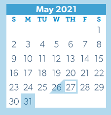 District School Academic Calendar for D A E P for May 2021