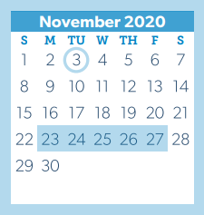 District School Academic Calendar for David Elementary for November 2020