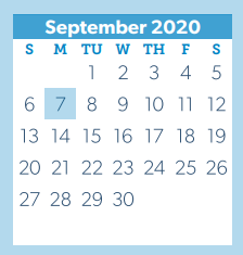 District School Academic Calendar for Giesinger Elementary for September 2020